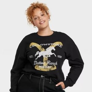 New! Women's Yellowstone TV Show Long Sleeve Graphic Sweatshirt Black 2X